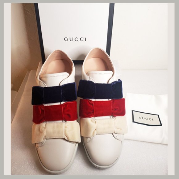 gucci velvet bow sneakers